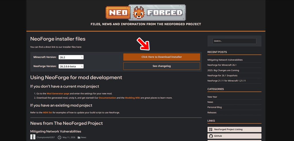 NeoForge Installerのダウンロード